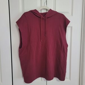 Athleta Burgundy Sleeveless Hoodie